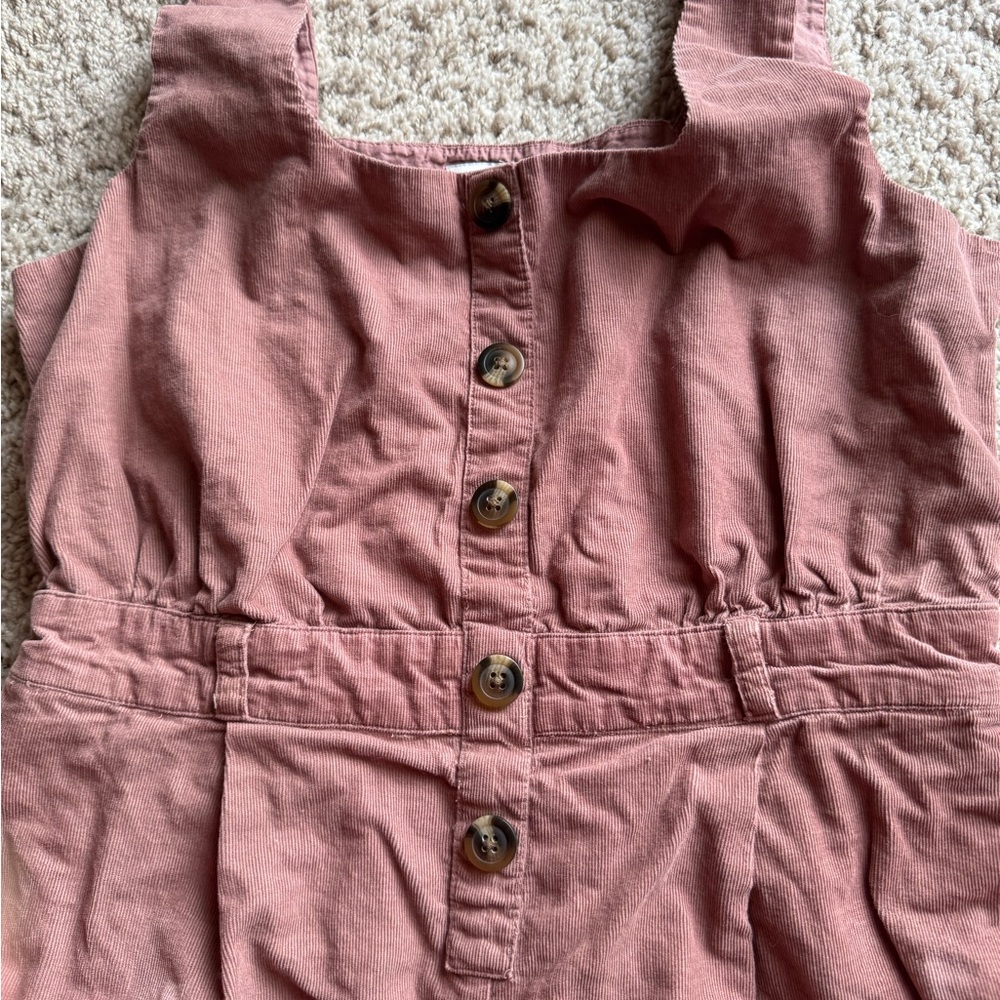 American Eagle Outfitters Mauve Button-Front Wide-Leg Jumpsuit - Picture 4 of 12